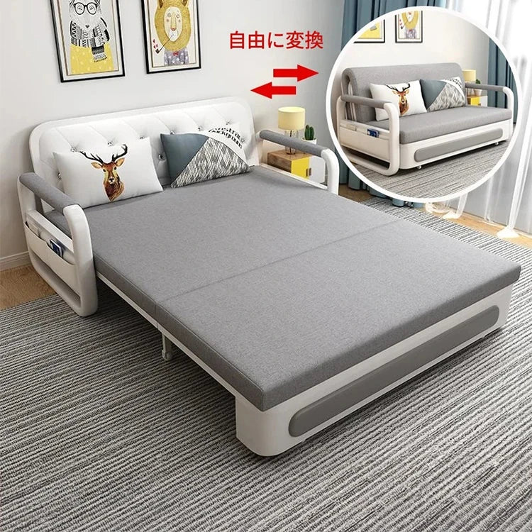 モダンデザインの綿麻ソファー - 無垢材フレーム & PUレザー製、収納付きの快適リビング必需品! fdh-4760