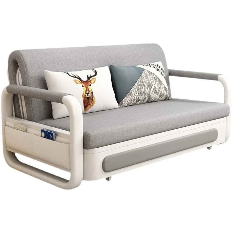 モダンデザインの綿麻ソファー - 無垢材フレーム & PUレザー製、収納付きの快適リビング必需品! fdh-4760