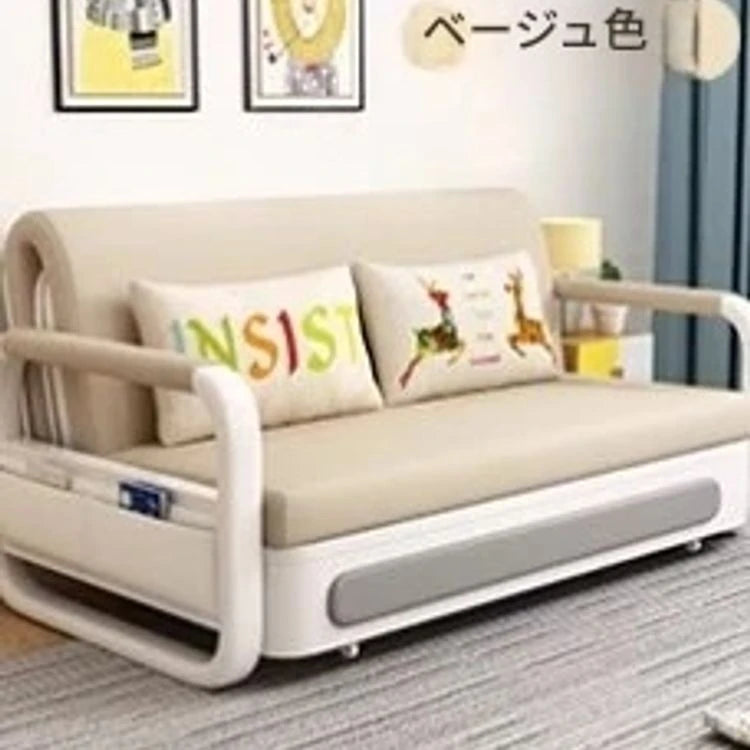 モダンデザインの綿麻ソファー - 無垢材フレーム & PUレザー製、収納付きの快適リビング必需品! fdh-4760