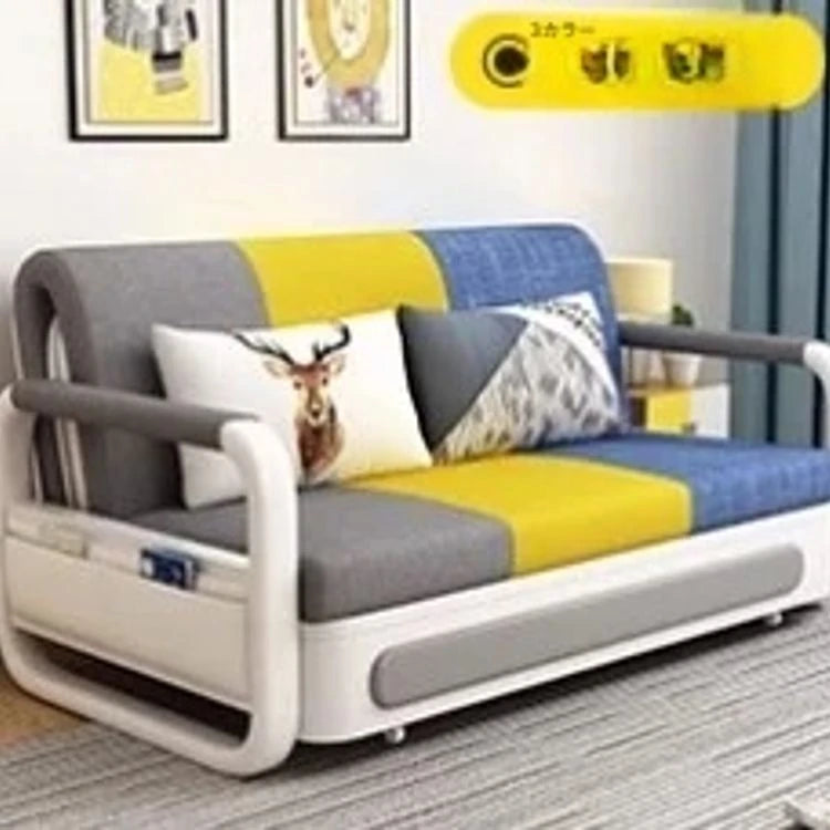 モダンデザインの綿麻ソファー - 無垢材フレーム & PUレザー製、収納付きの快適リビング必需品! fdh-4760