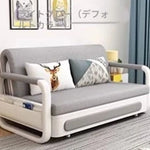 モダンデザインの綿麻ソファー - 無垢材フレーム & PUレザー製、収納付きの快適リビング必需品! fdh-4760