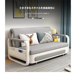 モダンデザインの綿麻ソファー - 無垢材フレーム & PUレザー製、収納付きの快適リビング必需品! fdh-4760