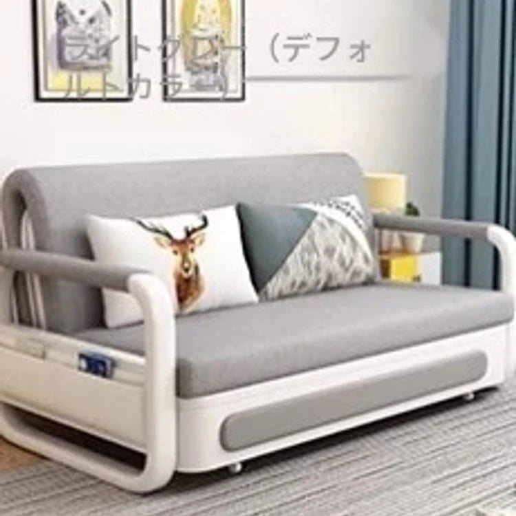 モダンデザインの綿麻ソファー - 無垢材フレーム & PUレザー製、収納付きの快適リビング必需品! fdh-4760