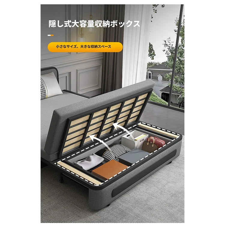 デザイン性抜群のエアレザーソファー - パイン材使用、収納付き、快適なリビング空間を実現! fdh-4761