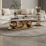 ラグジュアリーなデザイン!セラミック×ステンレスのセンターテーブルでスタイルアップ fdl-2598