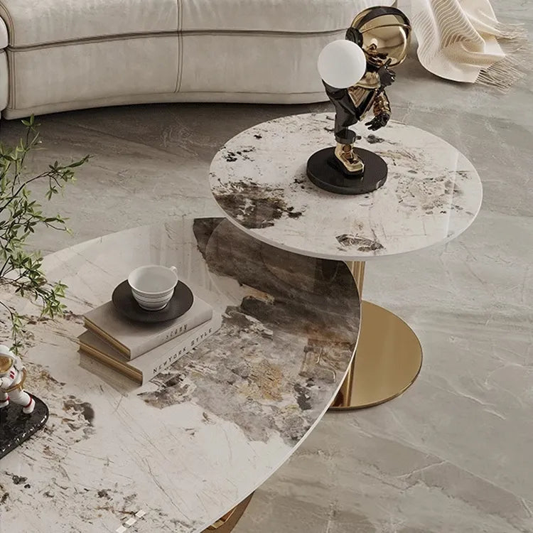 ラグジュアリーなデザイン!セラミック×ステンレスのセンターテーブルでスタイルアップ fdl-2598