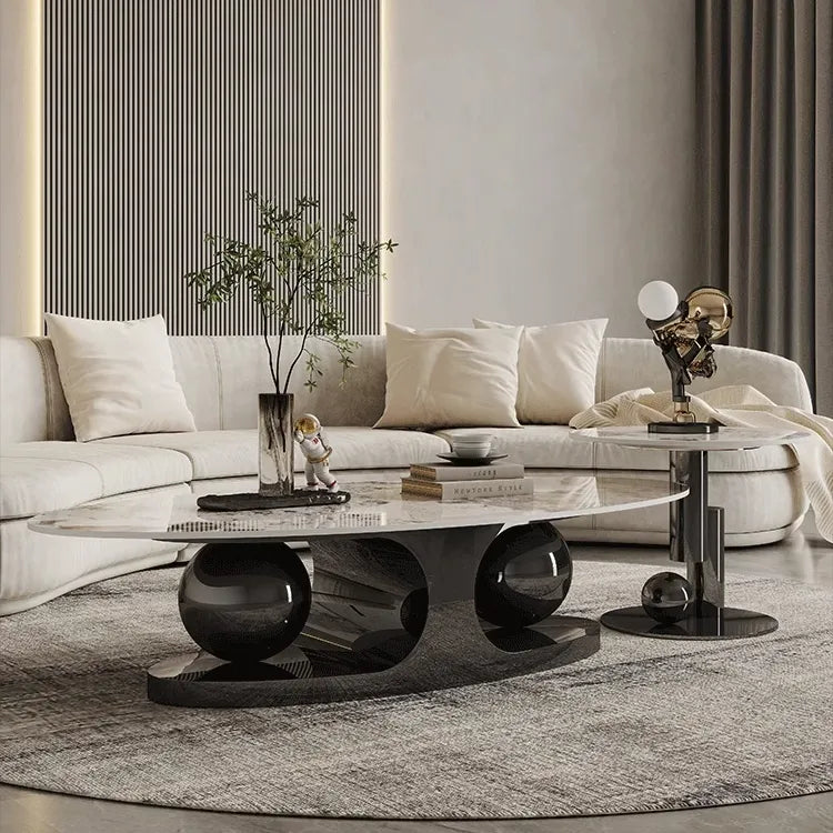 ラグジュアリーなデザイン!セラミック×ステンレスのセンターテーブルでスタイルアップ fdl-2598