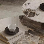 ラグジュアリーなデザイン!セラミック×ステンレスのセンターテーブルでスタイルアップ fdl-2598