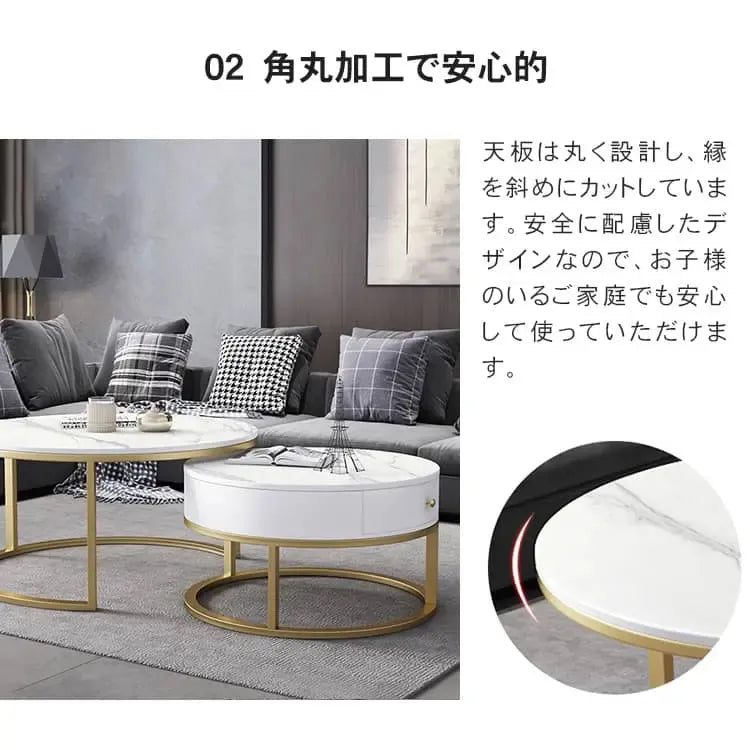 センターテーブル ホワイト グレー セラミック fdn-002-cj-table