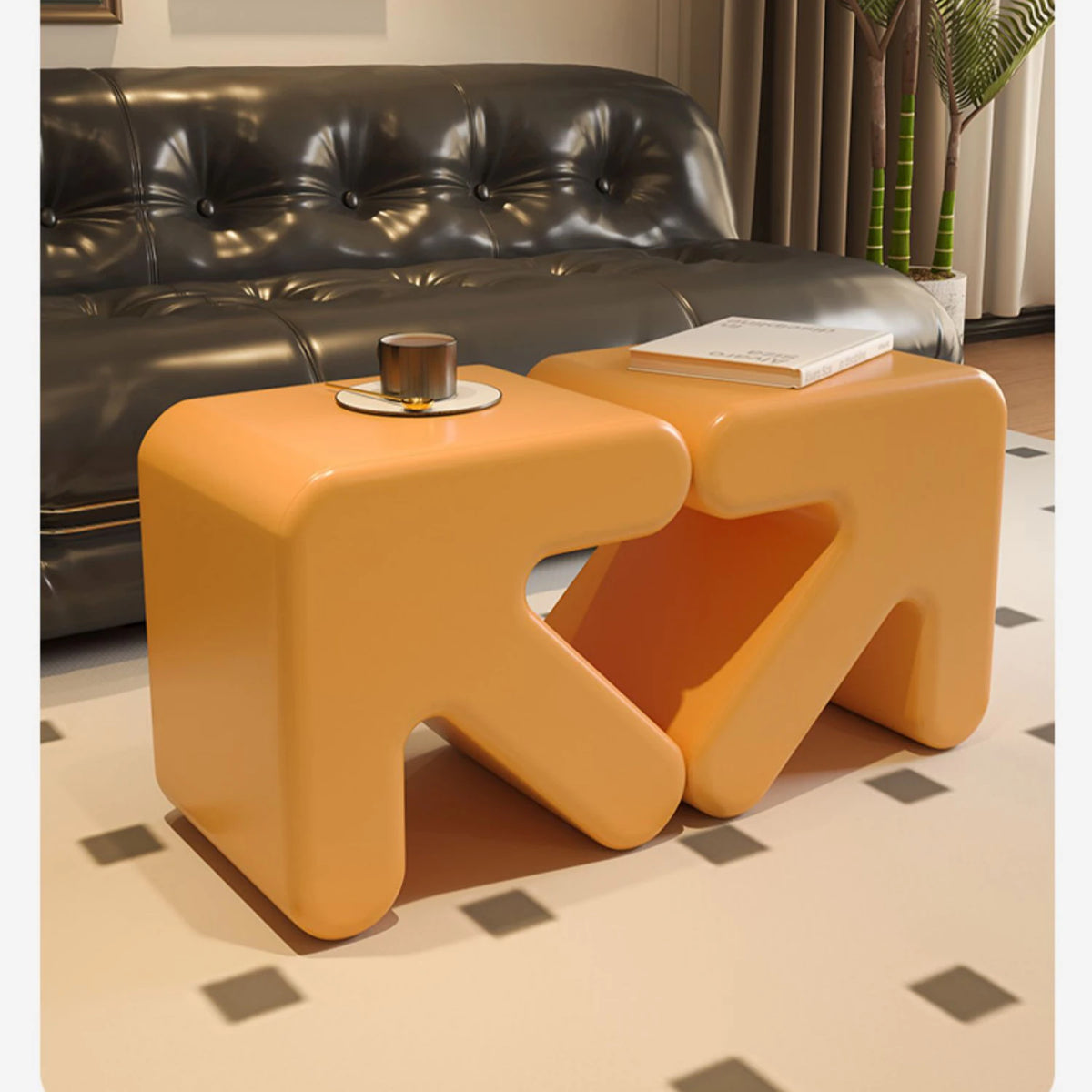 【ポップなデザイン!おしゃれな人工皮革スツール - リビングに彩りをプラス】 fel-1953