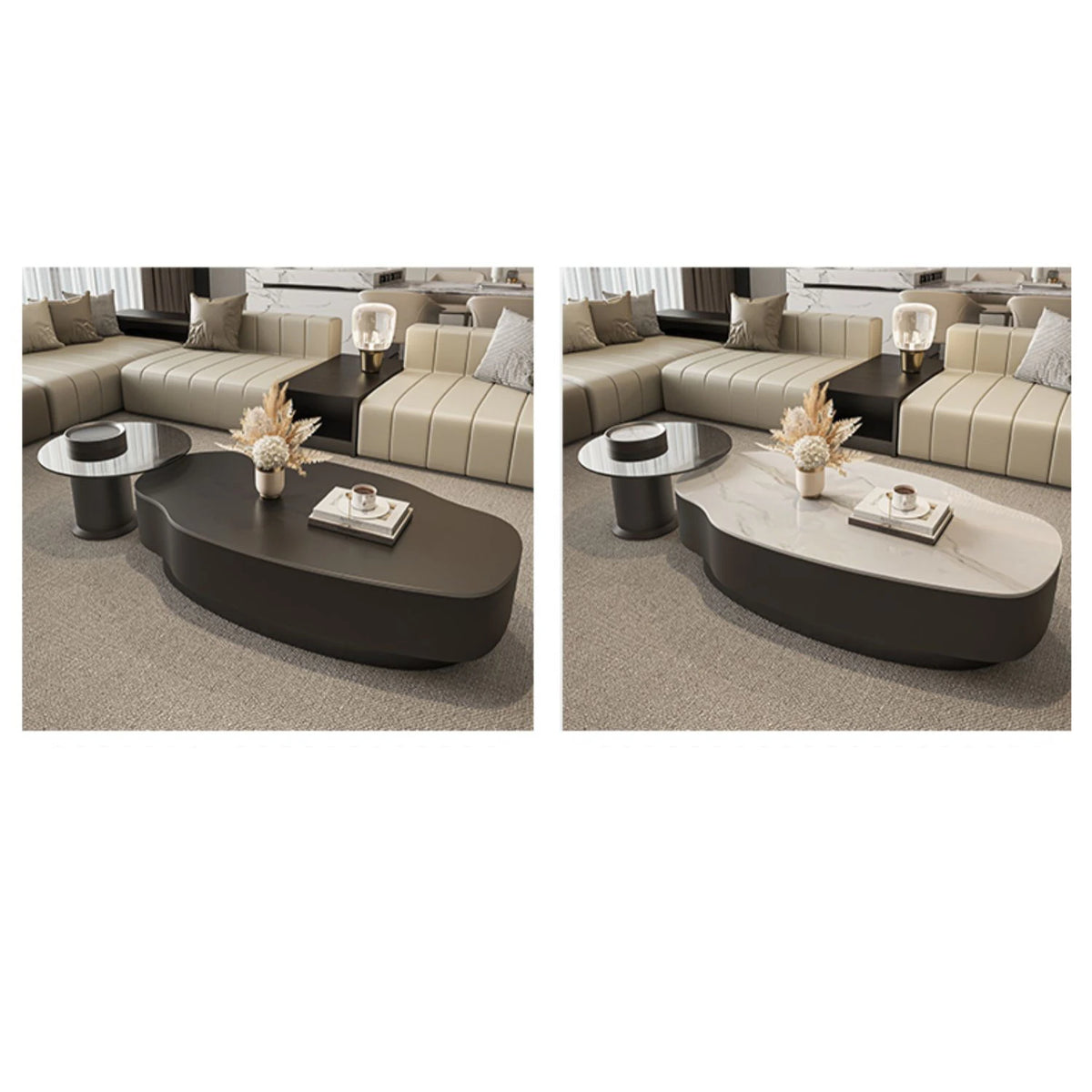 【高級感溢れるセラミックガラス製センターテーブル - モダンデザインが魅力!】 fel-1958