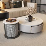 センターテーブル おしゃれ 円形 セラミック天板 エコ木材脚部 2点セット 幅80cm 大テーブル 幅40cm 小テーブル 北欧風 モダン リビング カフェ風 1人用 2人用 コンパクト 省スペース fel-1961