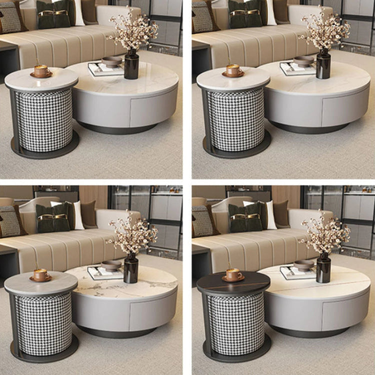 センターテーブル おしゃれ 円形 セラミック天板 エコ木材脚部 2点セット 幅80cm 大テーブル 幅40cm 小テーブル 北欧風 モダン リビング カフェ風 1人用 2人用 コンパクト 省スペース fel-1961