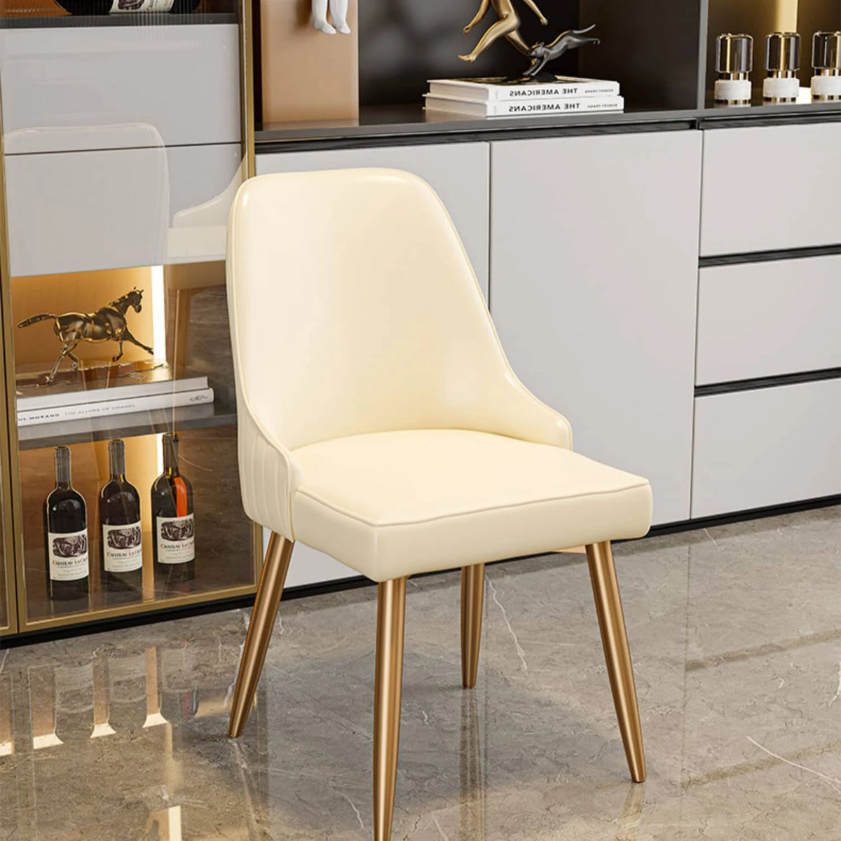 モダンエレガント PUレザーダイニングチェア 高級感デザイン fel-1972