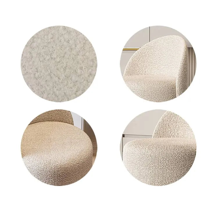 高級感あふれる実木シープボアスツール - エアレザー&綿麻クッション付きデザインチェア fel-1977