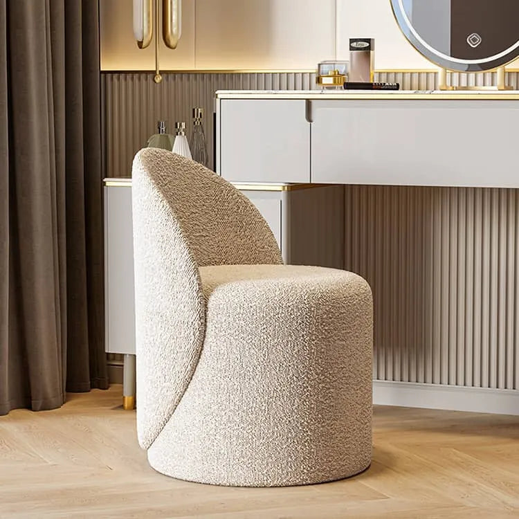 高級感あふれる実木シープボアスツール - エアレザー&綿麻クッション付きデザインチェア fel-1977