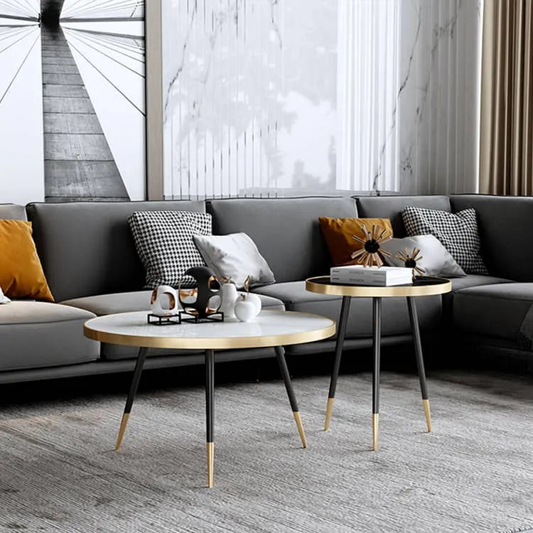 ラグジュアリーな大理石センターテーブルセット|リビングに洗練された魅力を加える fel-1986