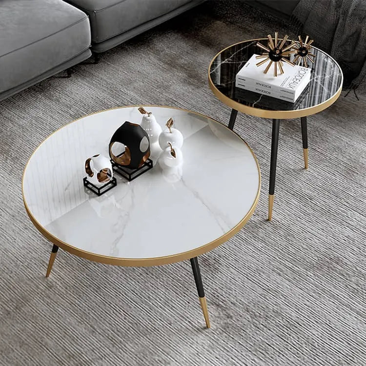 ラグジュアリーな大理石センターテーブルセット|リビングに洗練された魅力を加える fel-1986