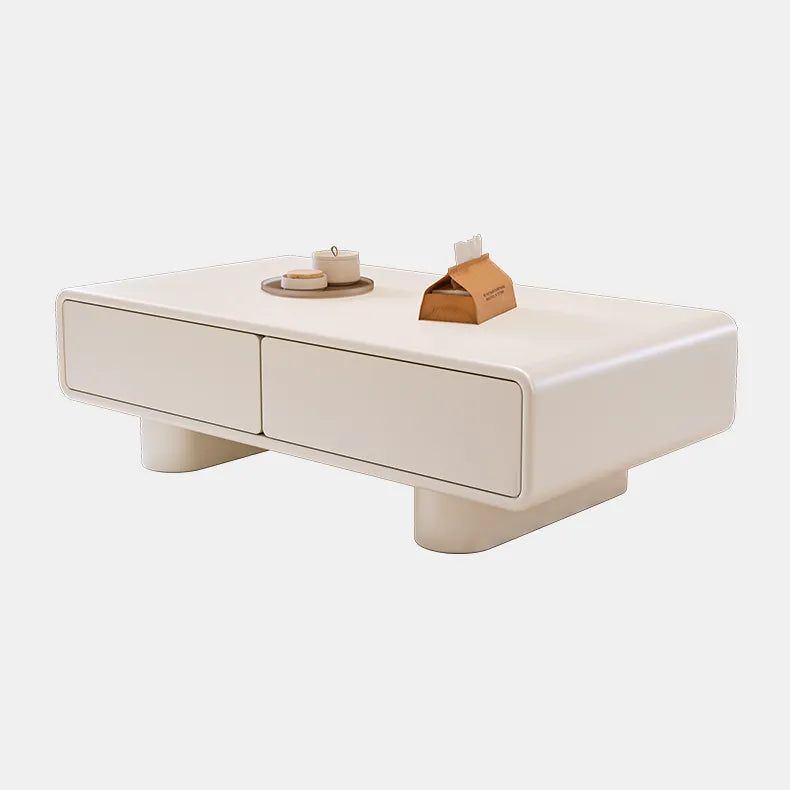 【収納たっぷり】クリーム色のかわいいローテーブル 長方形?シンプルデザイン?リビング用 fel-2439