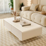 【収納たっぷり】クリーム色のかわいいローテーブル 長方形?シンプルデザイン?リビング用 fel-2439