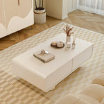 【収納たっぷり】クリーム色のかわいいローテーブル 長方形?シンプルデザイン?リビング用 fel-2439