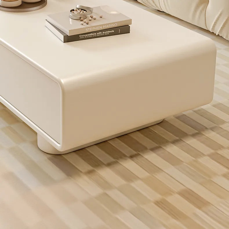 【収納たっぷり】クリーム色のかわいいローテーブル 長方形?シンプルデザイン?リビング用 fel-2439