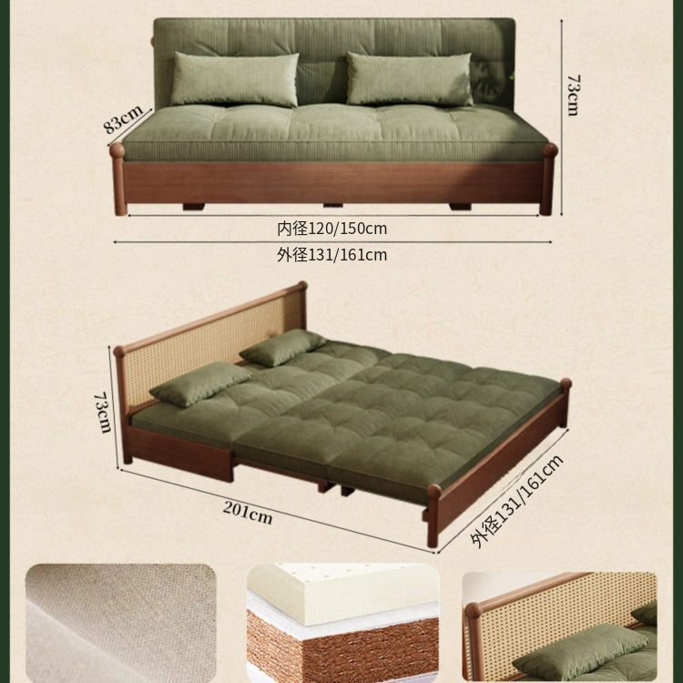 フレンチヴィンテージ風 無垢材ソファーベッド|伸縮・折りたたみ式 直線型 オーク材 リビング用 fgmy-0203-25