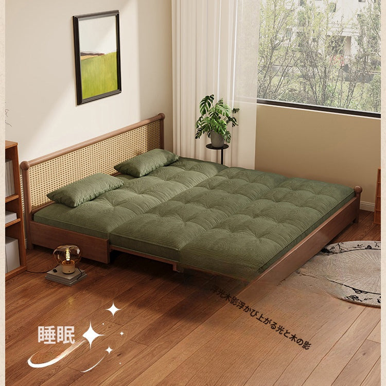 フレンチヴィンテージ風 無垢材ソファーベッド|伸縮・折りたたみ式 直線型 オーク材 リビング用 fgmy-0203-25