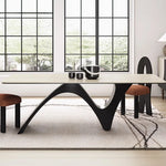 モダンセラミックテーブル 多層板デザイン おしゃれなダイニングテーブル シンプルでスタイリッシュ家具 fhmj-5027