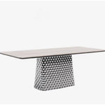 現代的なセラミックテーブル|多層板・ステンレス製|おしゃれなダイニング家具 fhmj-5032