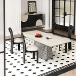 現代的なセラミックテーブル|多層板・ステンレス製|おしゃれなダイニング家具 fhmj-5032