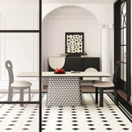 現代的なセラミックテーブル|多層板・ステンレス製|おしゃれなダイニング家具 fhmj-5032