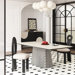 現代的なセラミックテーブル|多層板・ステンレス製|おしゃれなダイニング家具 fhmj-5032