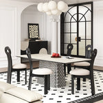 現代的なセラミックテーブル|多層板・ステンレス製|おしゃれなダイニング家具 fhmj-5032