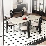 現代的なセラミックテーブル|多層板・ステンレス製|おしゃれなダイニング家具 fhmj-5032