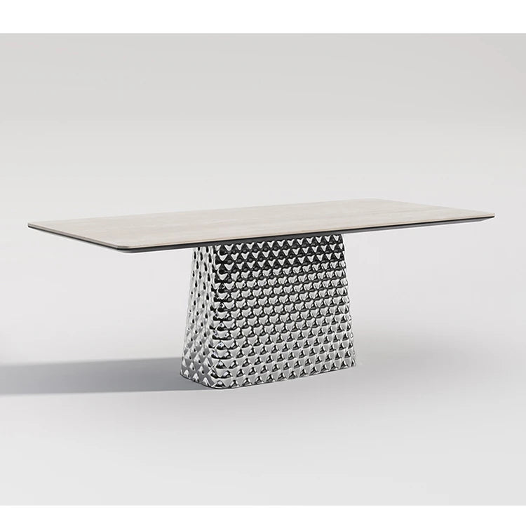 現代的なセラミックテーブル|多層板・ステンレス製|おしゃれなダイニング家具 fhmj-5032