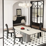 現代的なセラミックテーブル|多層板・ステンレス製|おしゃれなダイニング家具 fhmj-5032