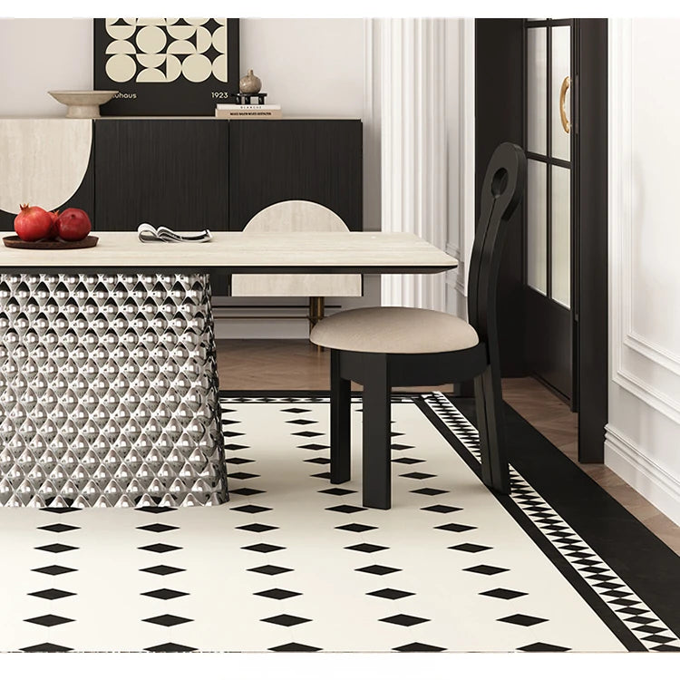 現代的なセラミックテーブル|多層板・ステンレス製|おしゃれなダイニング家具 fhmj-5032