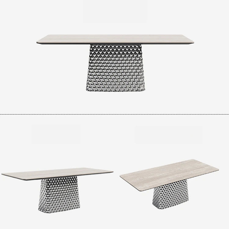 現代的なセラミックテーブル|多層板・ステンレス製|おしゃれなダイニング家具 fhmj-5032