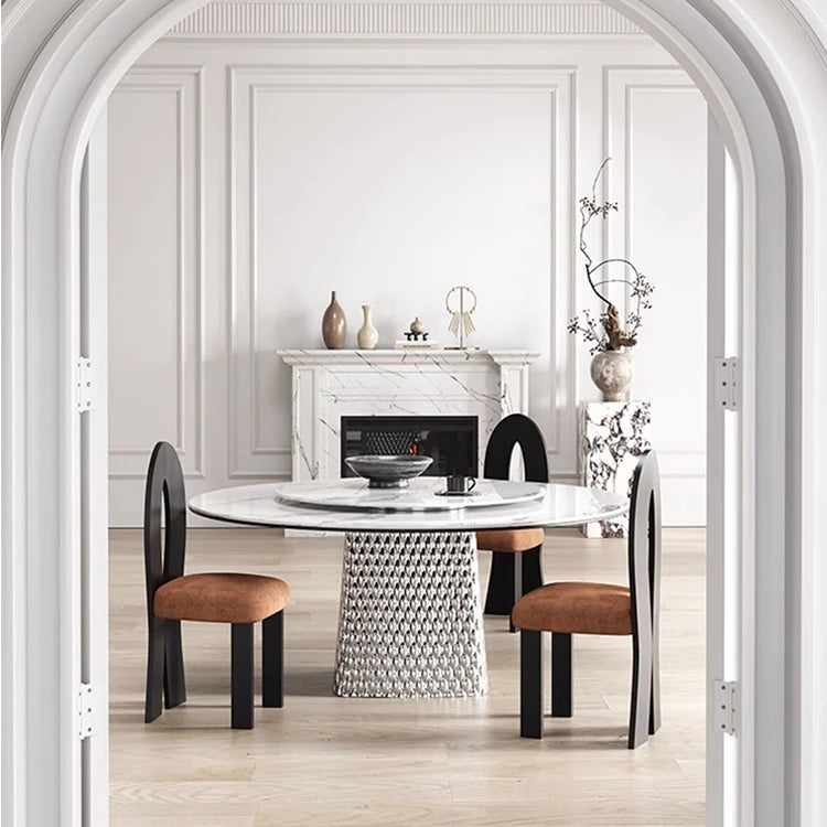 ラグジュアリー多層板テーブル|ステンレス製脚・アルミニウム合金仕様|モダンデザインのダイニングテーブル fhmj-5033