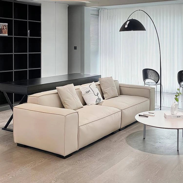 エレガントな无垢材エアレザーソファー|ラグジュアリーなデザインで快適空間を演出 fhw-2091