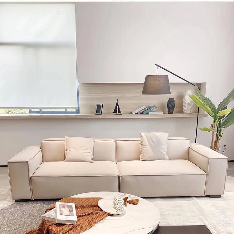 エレガントな无垢材エアレザーソファー|ラグジュアリーなデザインで快適空間を演出 fhw-2091