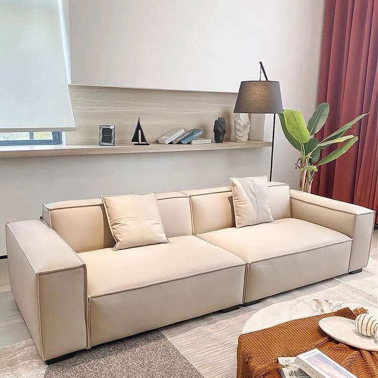 エレガントな无垢材エアレザーソファー|ラグジュアリーなデザインで快適空間を演出 fhw-2091