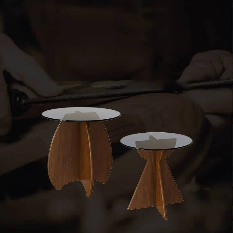 モダンデザインのパイン材&強化ガラス センターテーブルセット fhw-2093