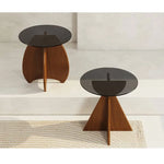 モダンデザインのパイン材&強化ガラス センターテーブルセット fhw-2093