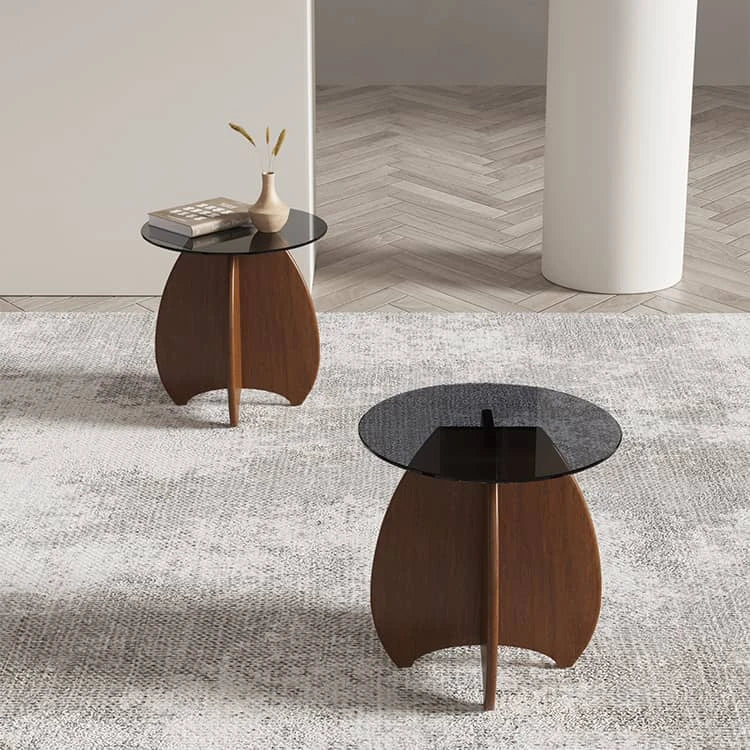 モダンデザインのパイン材&強化ガラス センターテーブルセット fhw-2093