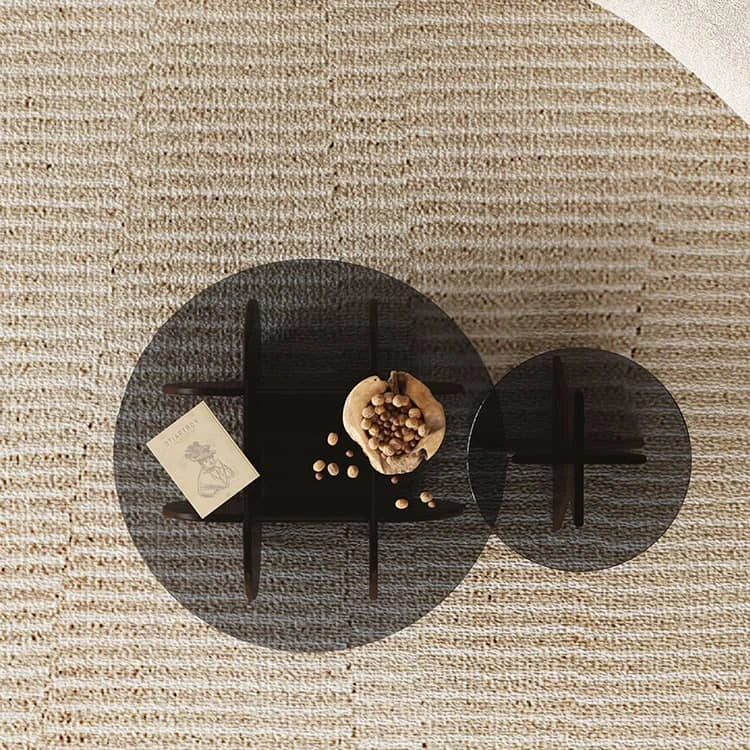 モダンデザインのパイン材&強化ガラス センターテーブルセット fhw-2093