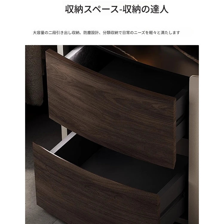 モダンデザイン ナイトテーブル|多層板・セラミック・PUレザー製|寝室にぴったりな収納家具 fhx-4571