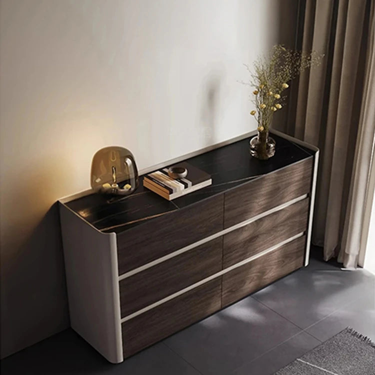 モダンデザイン多層板キャビネット|セラミック&PUレザー仕上げ|収納力抜群のインテリア家具 fhx-4578