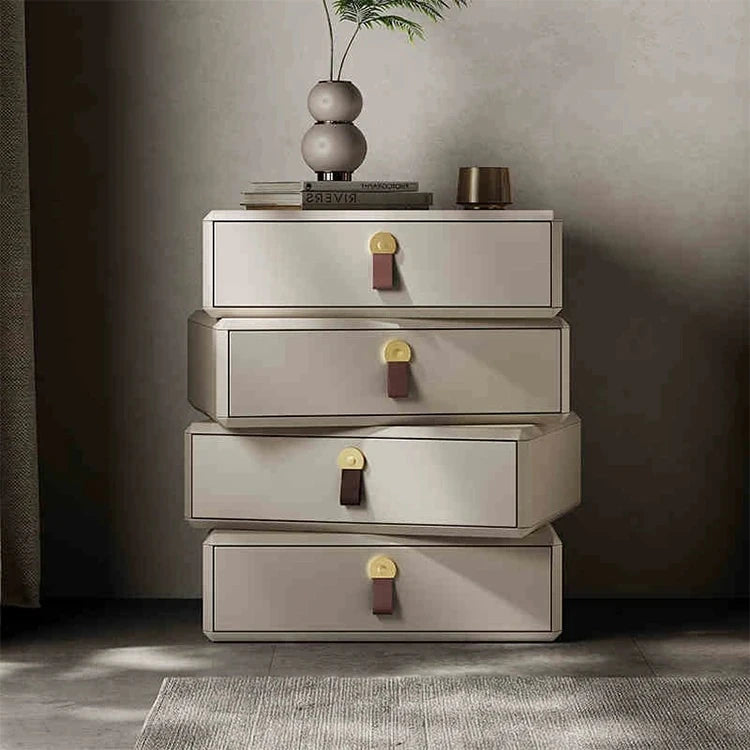 モダンデザインナイトテーブル | 多層板製 PUレザー仕上げ | スタイリッシュな収納解決策 fhx-4579